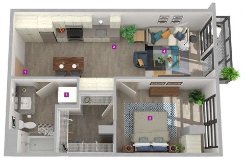 Center Steps Apartments 1x1-6 Floor Plan